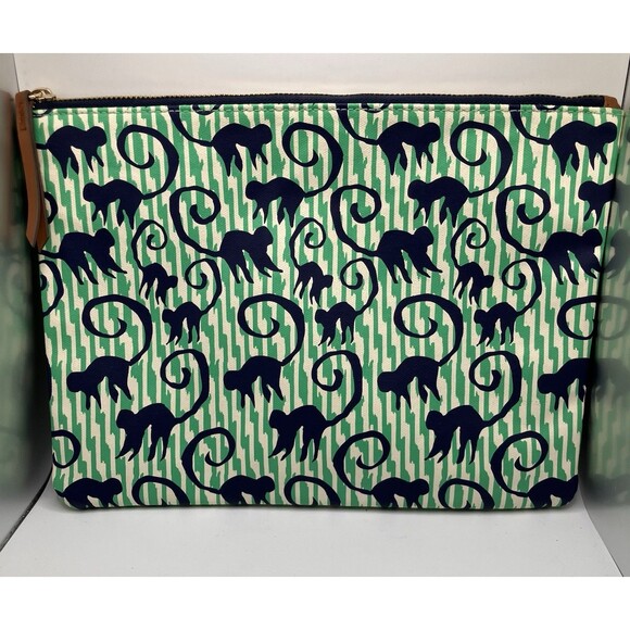 New Stella and Dot All In Pouch Clutch Stripped Design Fashion With Monkeys - Picture 5 of 6